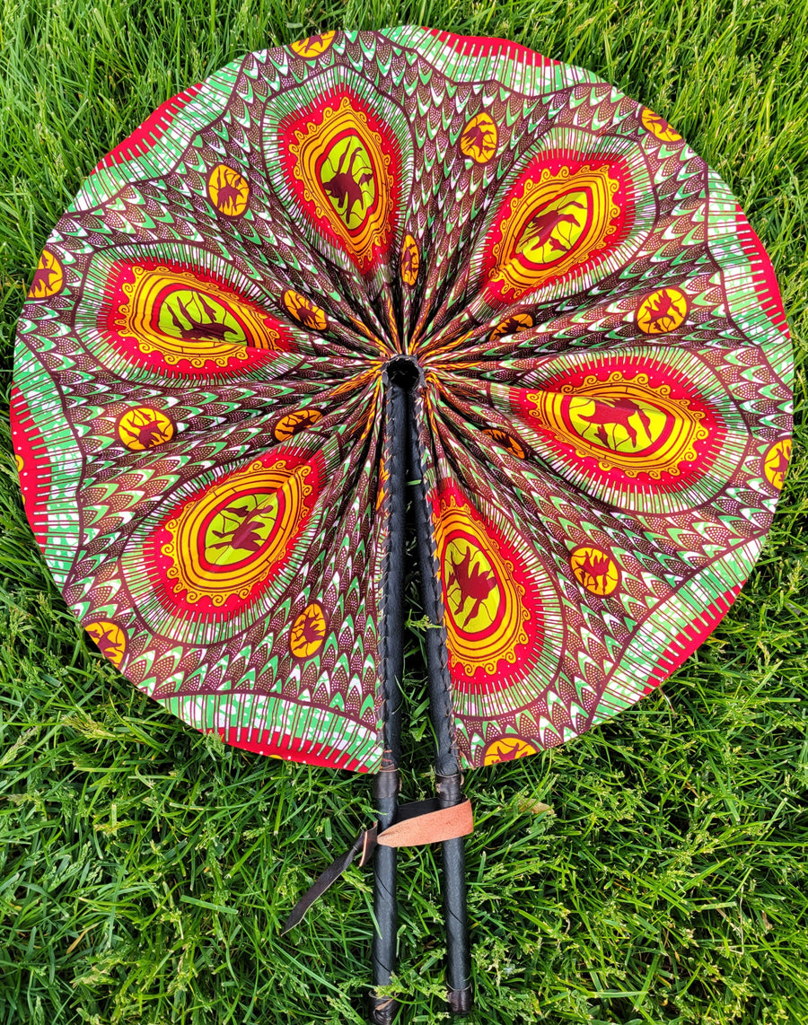 Handheld Fan Foldable | Jumbo Ankara Fans | Ayebea's Sankofa