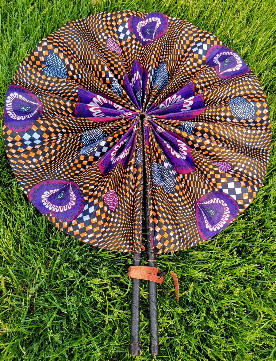 Handheld Fan Foldable | Jumbo Ankara Fans | Ayebea's Sankofa