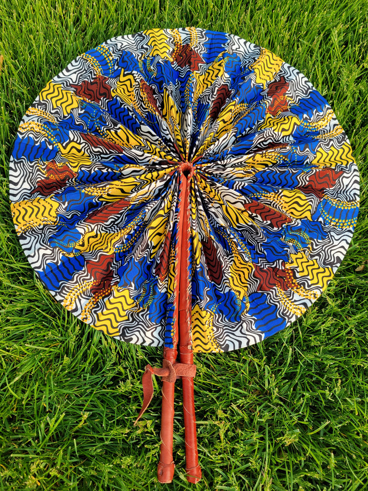 Handheld Fan Foldable | Jumbo Ankara Fans | Ayebea's Sankofa