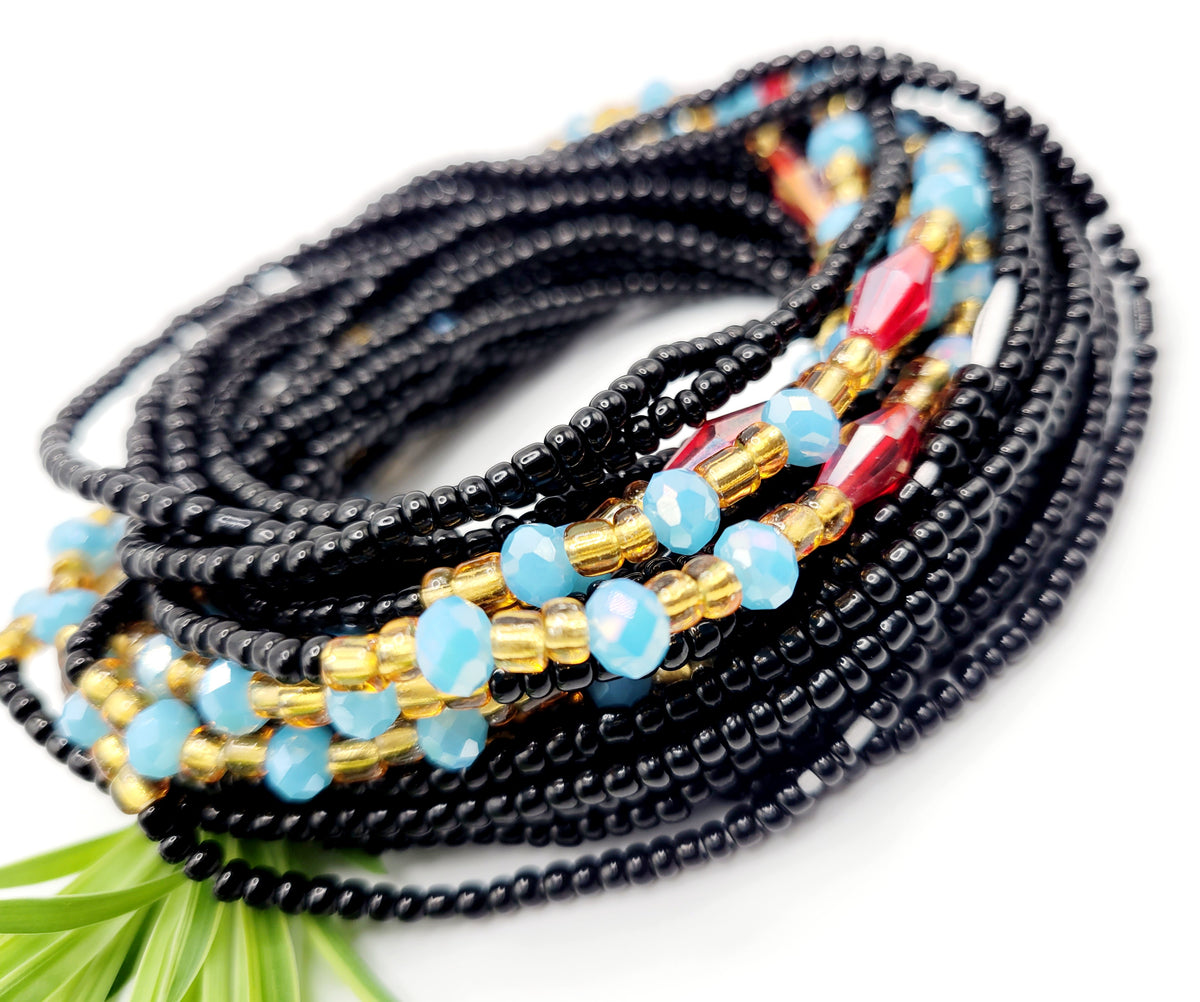 African Black Waist Beads |"Ɔsoro Ɛdumsum" Night Sky| Ayebea's Sankofa