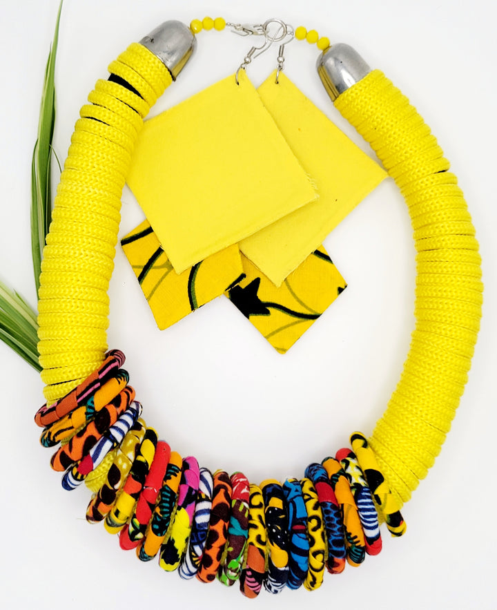 Handmade African Jewelry | Ankara Rink Necklace Set | Ayebea's Sankofa