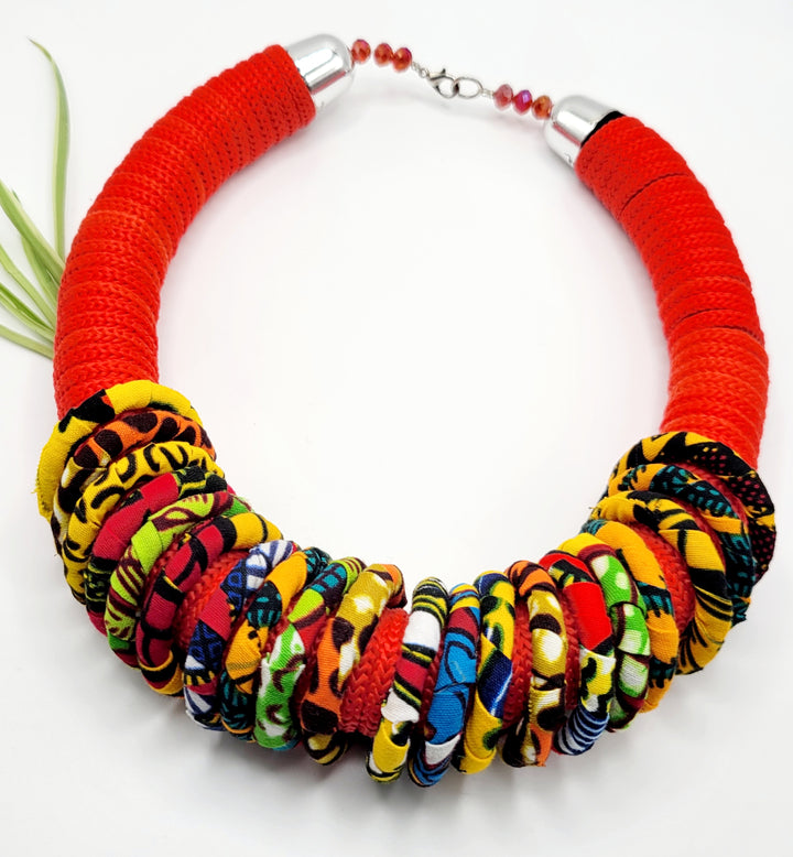 Handmade African Jewelry | Ankara Rink Necklace Set | Ayebea's Sankofa