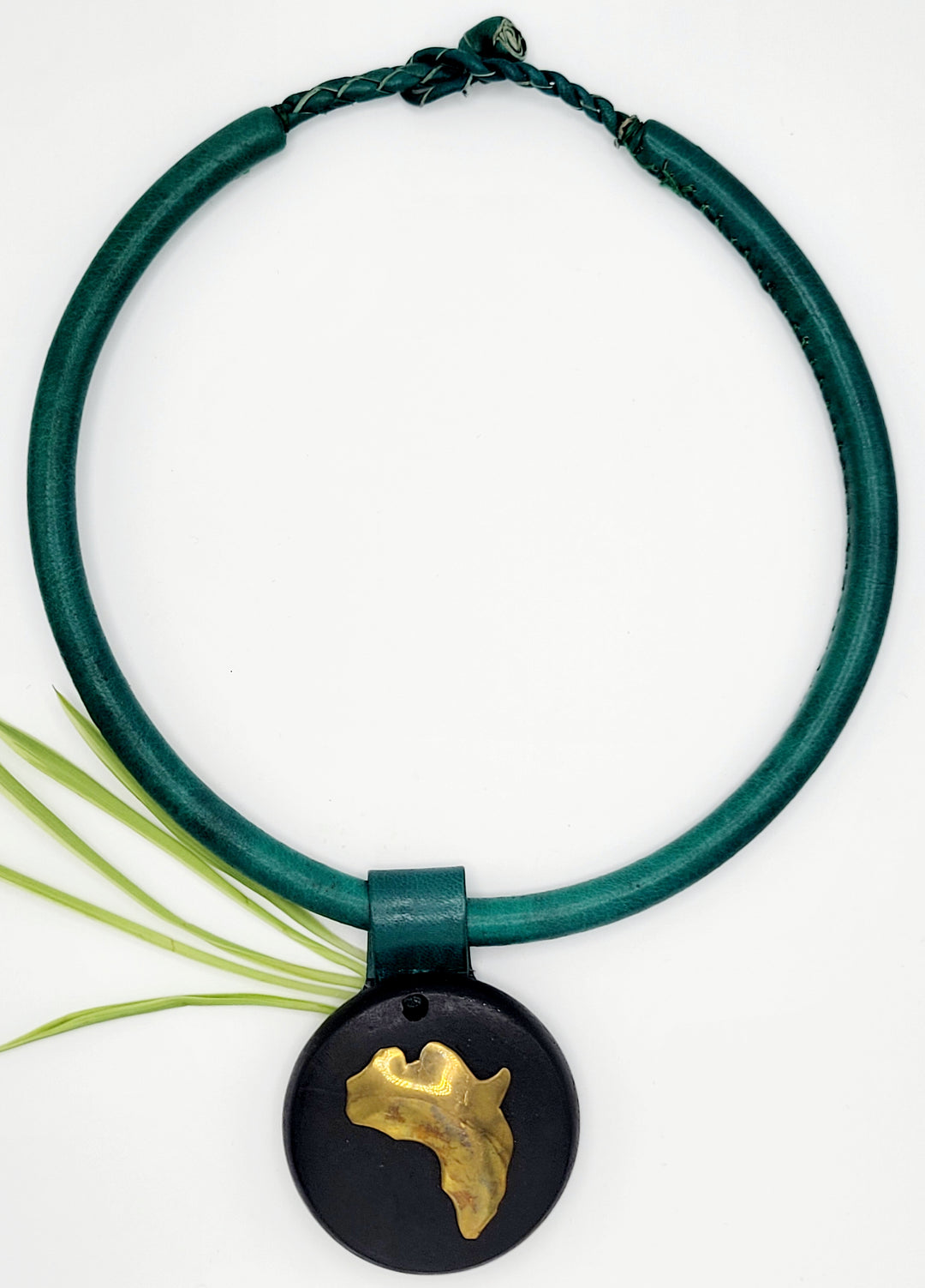 Leather African Medallion |Africa Statement Necklace| Ayebea's Sankofa