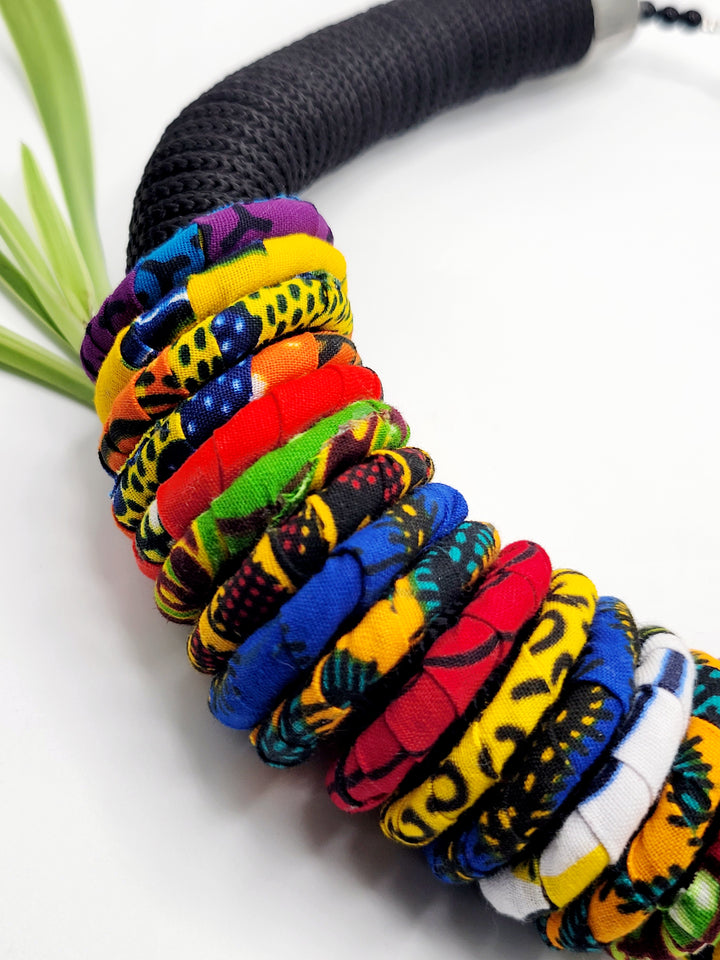 Handmade African Jewelry | Ankara Rink Necklace Set | Ayebea's Sankofa