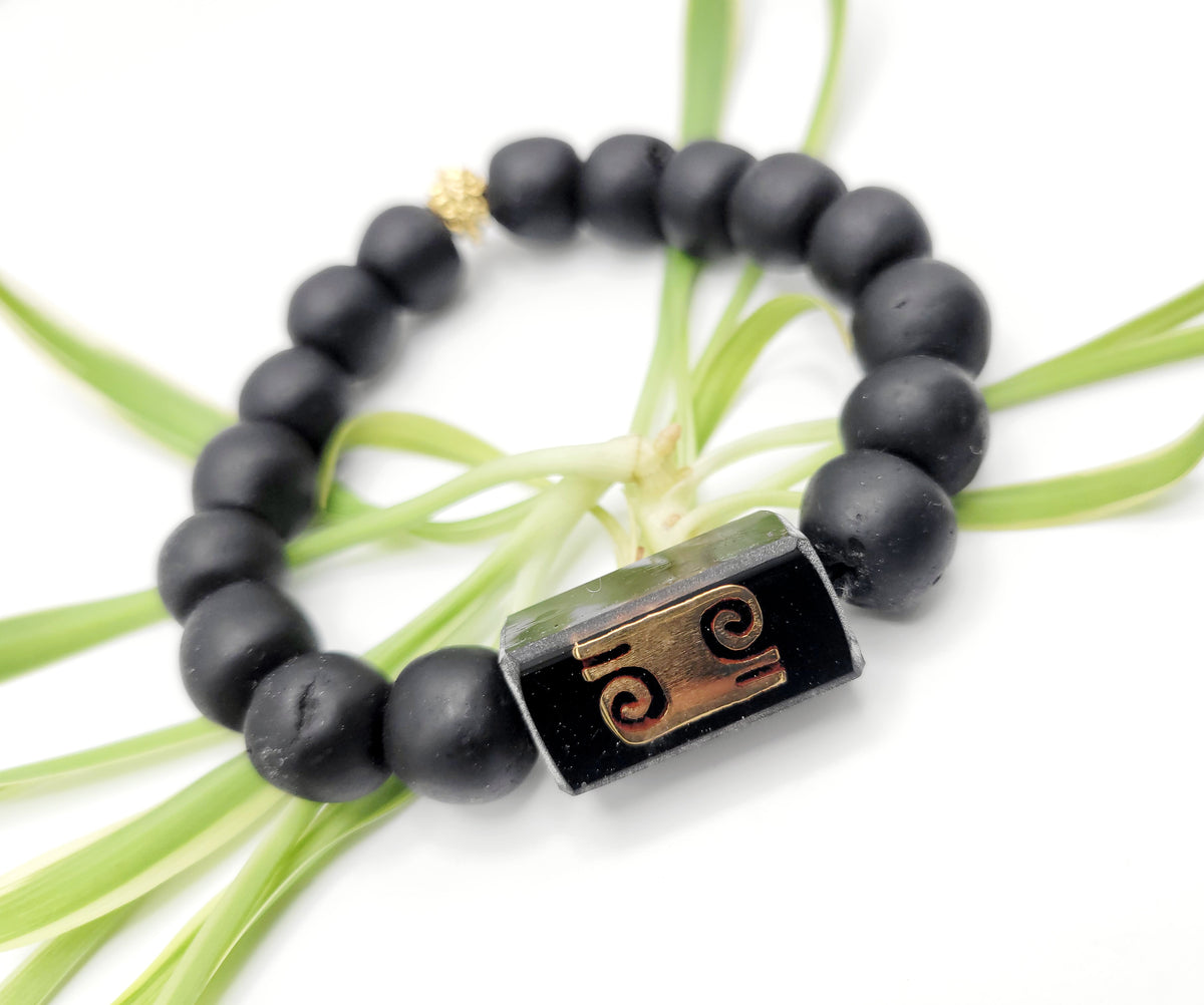Black Beads Bracelet | EcoAdinkra Harmony Bracelets- "Sustainable Styl…