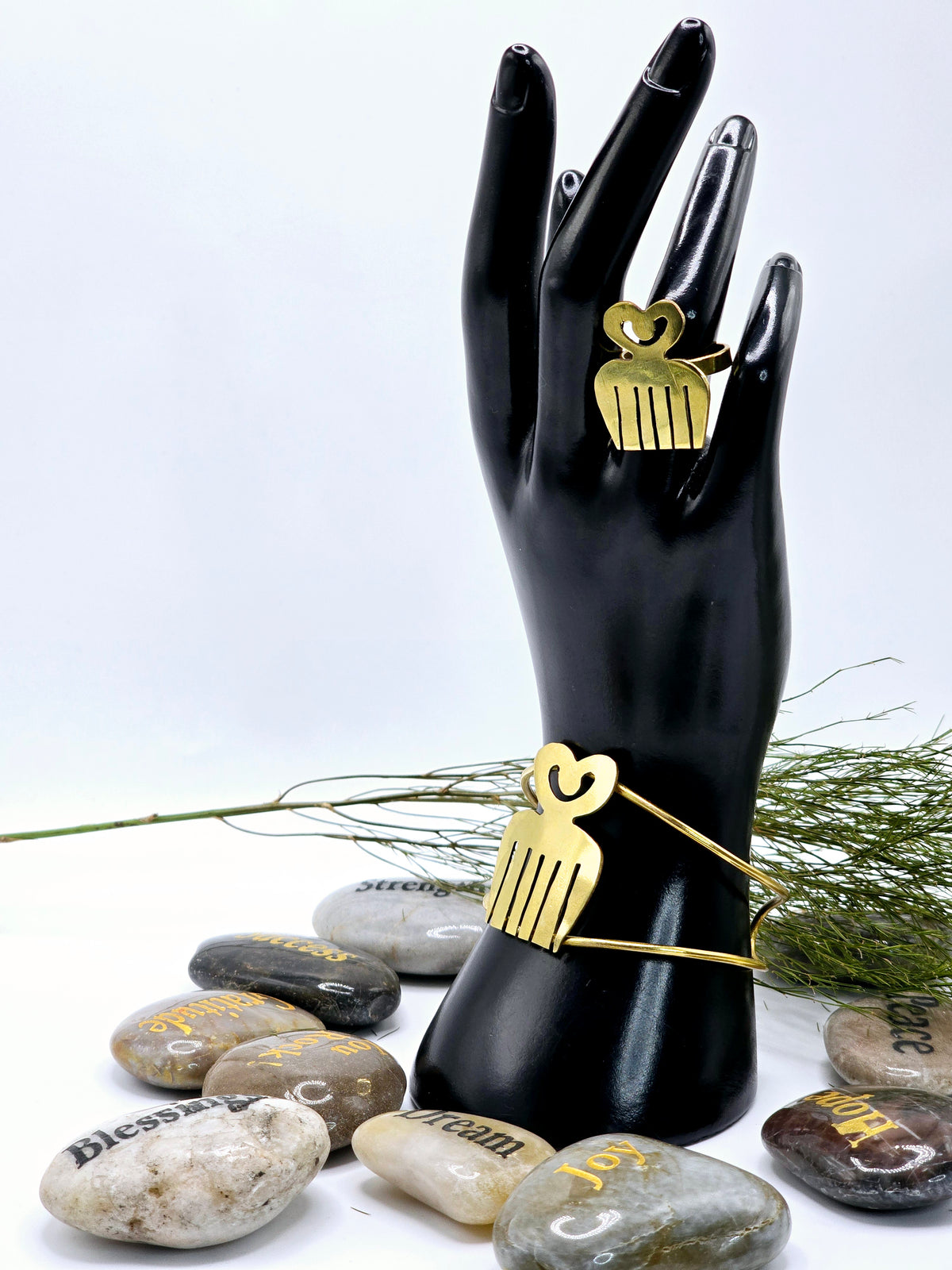 Duafe-Adinkra Brass Bracelet Set