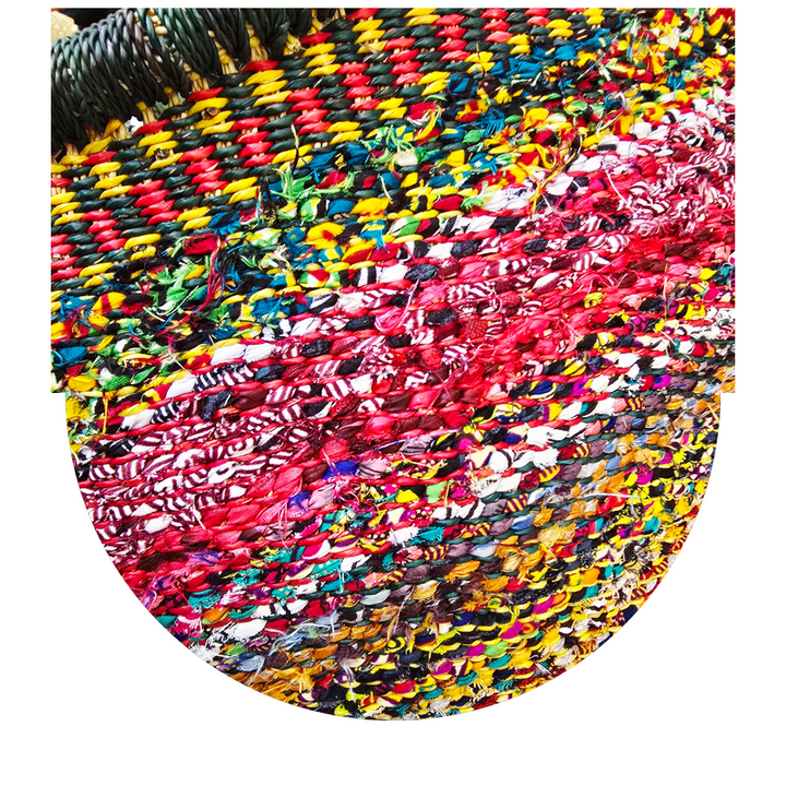 Bolga Basket with Ankara Accent – Handwoven & Upcycled