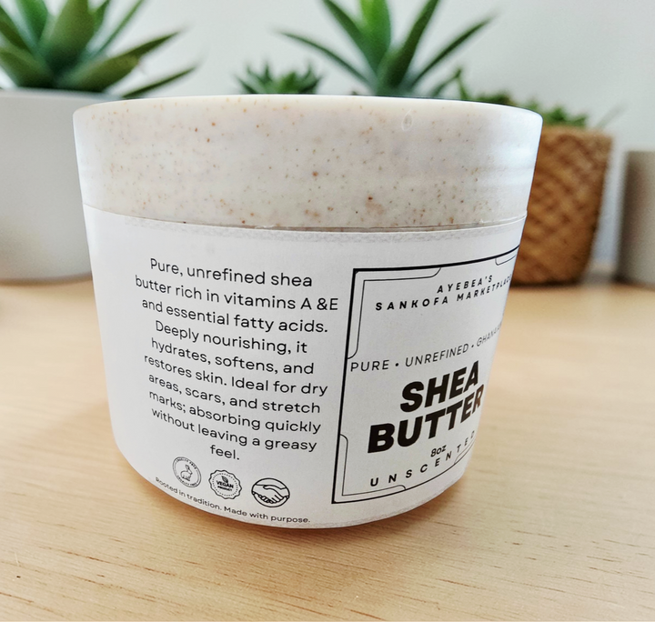 8oz Natural Shea Butter — Sustainably Packaged in Wheat Straw Jar