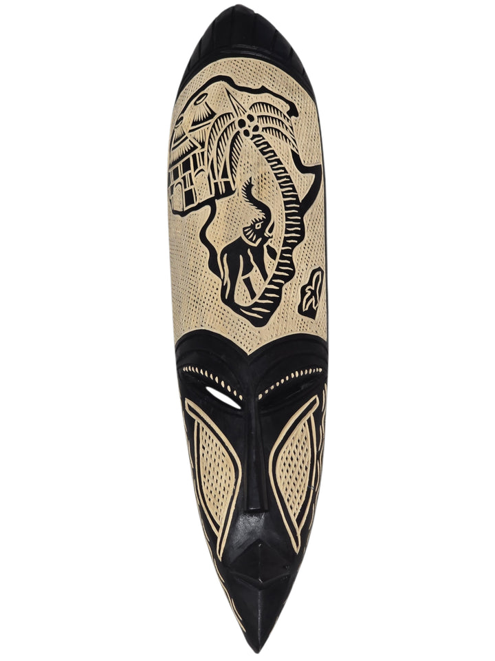 Hand Carved African Mask-Map