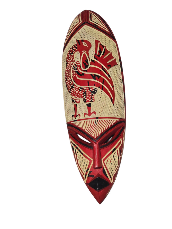 Sankofa-Adinkra Hand Carved African Mask