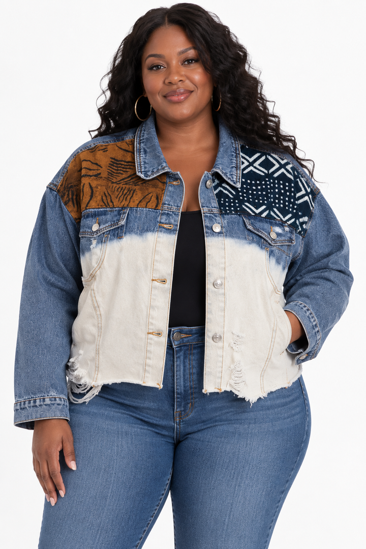 Denkyem-Denim Fusion Upcycled Jacket