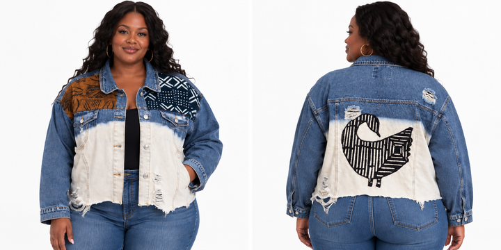 Denkyem-Denim Fusion Upcycled Jacket