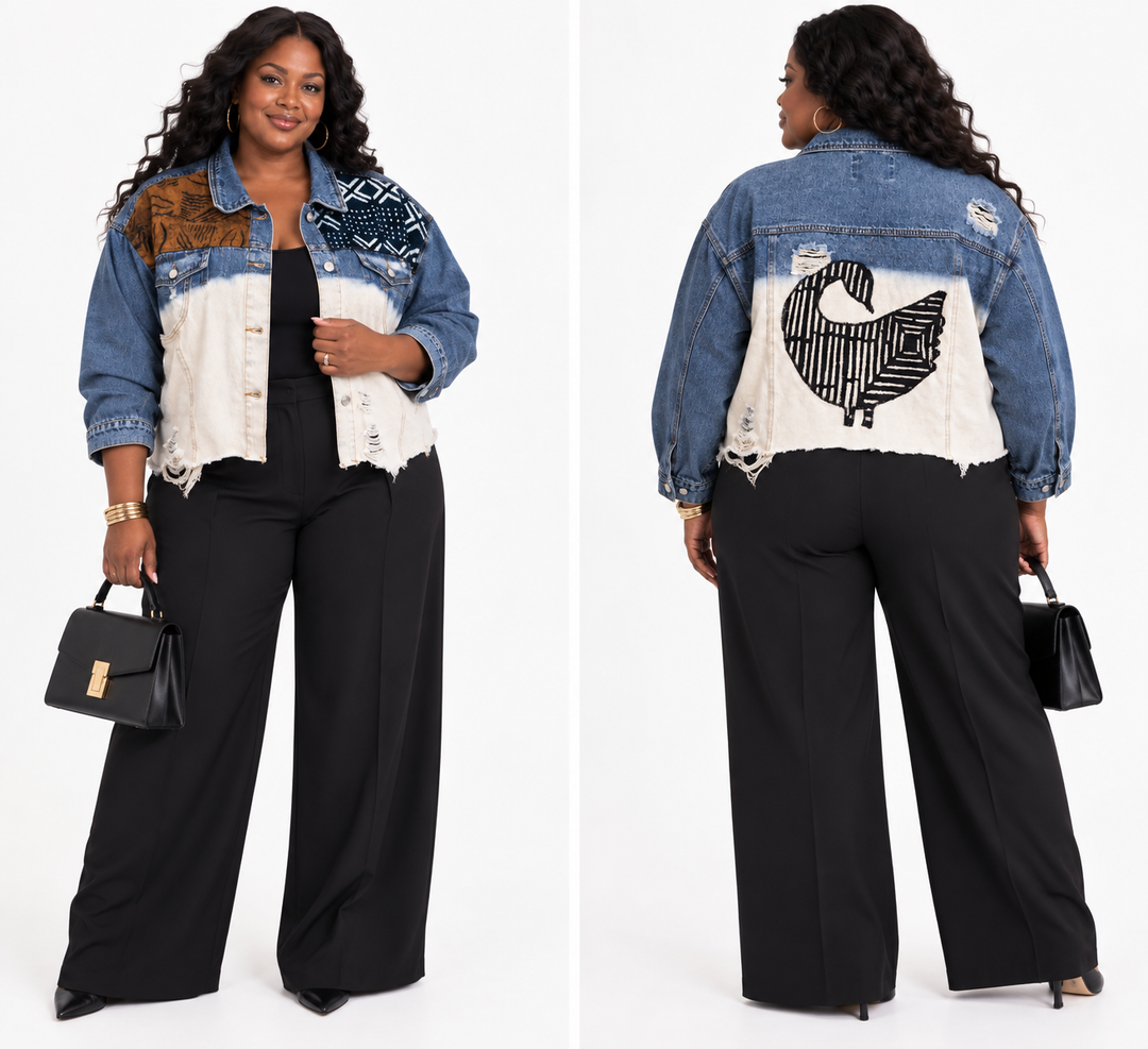 Denkyem-Denim Fusion Upcycled Jacket