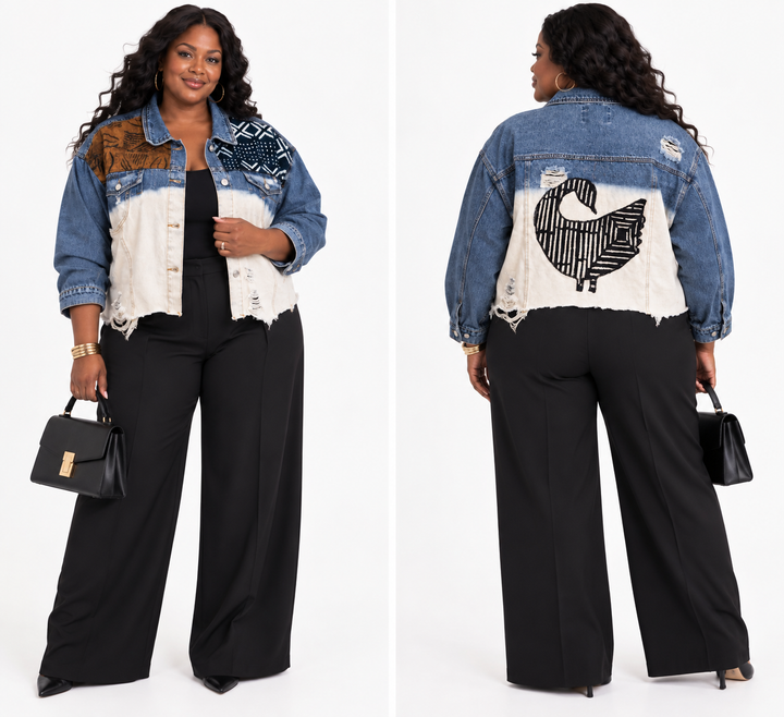 Denkyem-Denim Fusion Upcycled Jacket