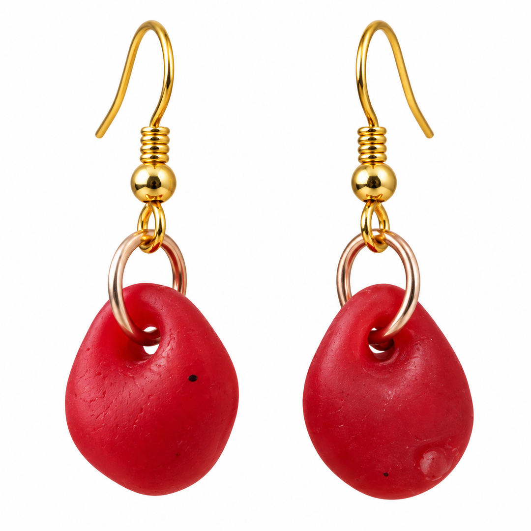 Recycled Glass & Copper Earrings