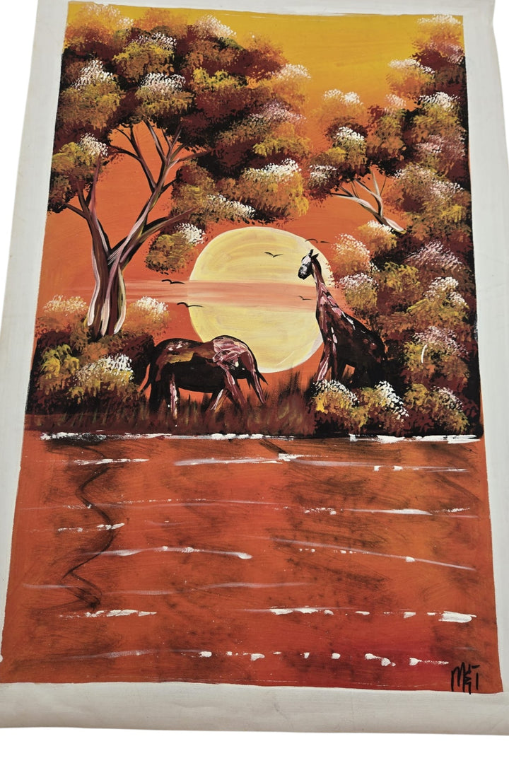 Golden Horizon | Original African Wildlife Sunset Painting