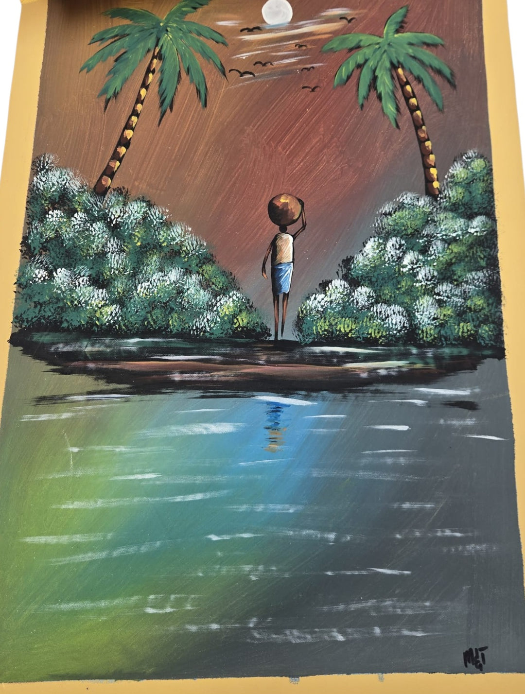 Moonlit Journey|Handcrafted Ghanaian Landscape Painting