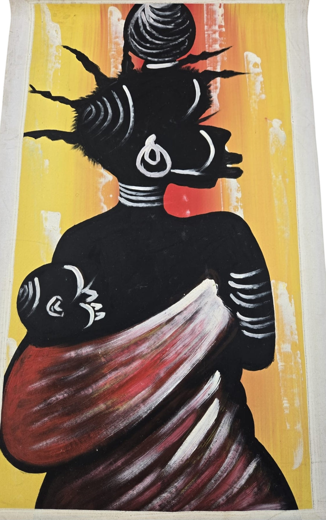 Mother's Embrace|Handcrafted Ghanaian Mother & Child Painting