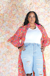 Naa Koshie Floral Ankara Long Jacket