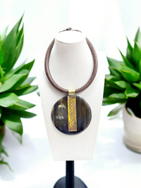 "Dena" Cow Horn and Leather Necklace by Winamzua