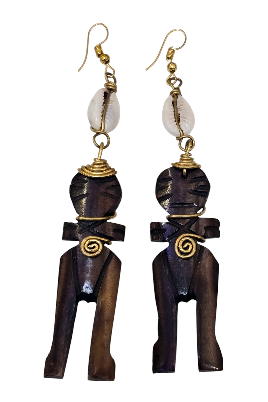 Akuaba Wood and Cowrie Earring