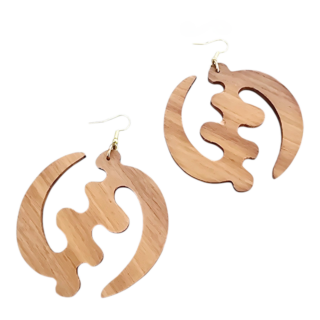 Jumbo Gye Nyame Adinkra  Wooden Earrings