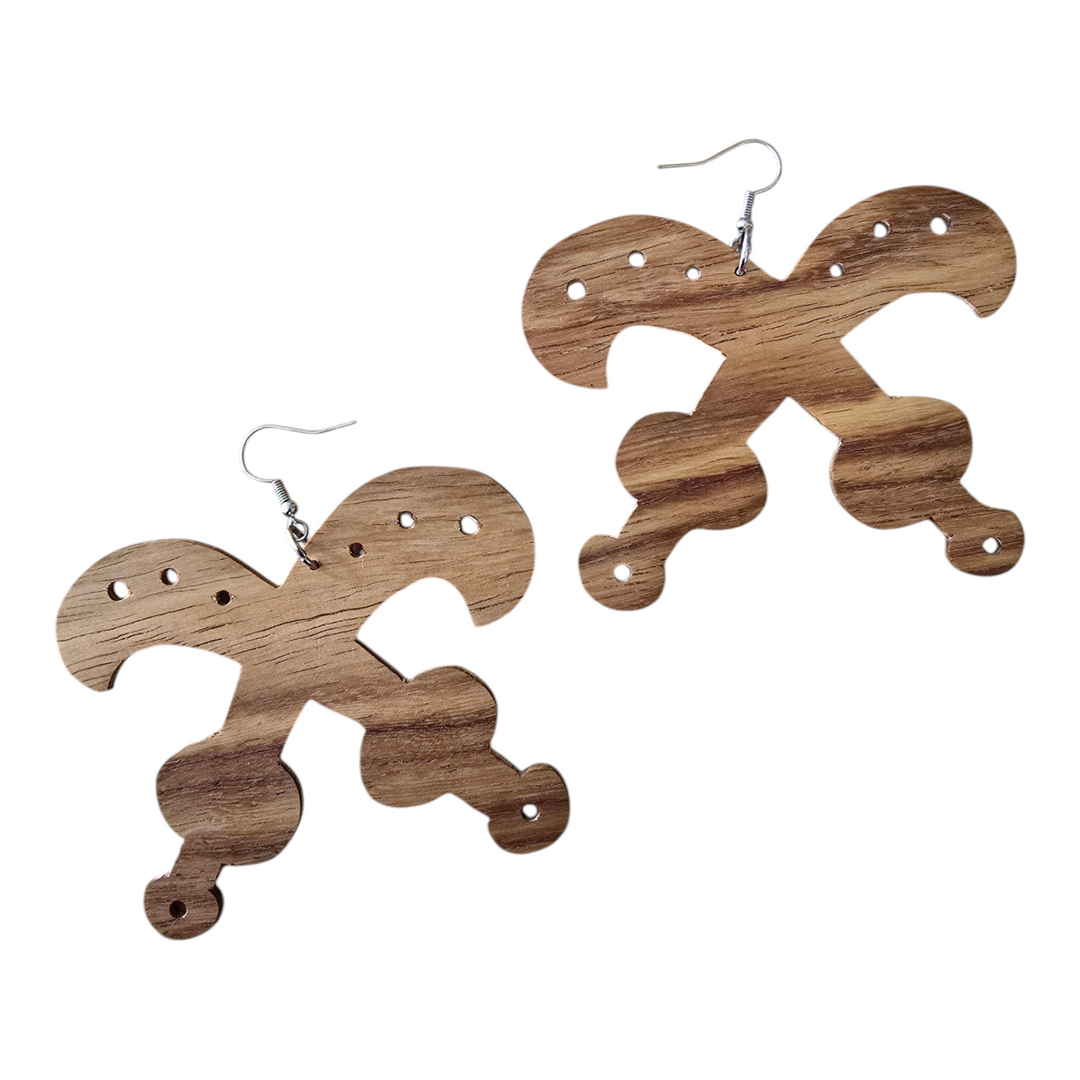 Jumbo Akofena Adinkra  Wooden Earrings