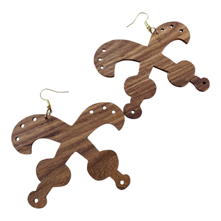 Jumbo Akofena Adinkra  Wooden Earrings