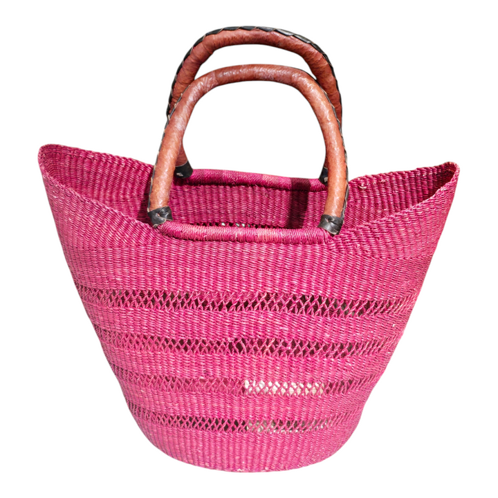 Bolga Shopper-Burgundy