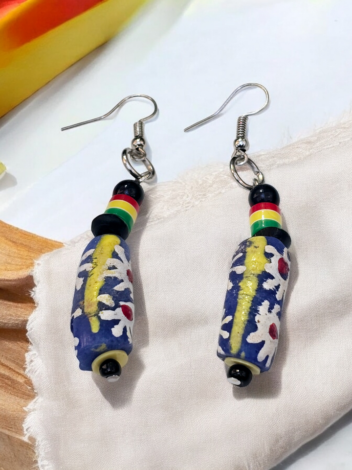 Manye Hand Painted Glass Beads Earrings