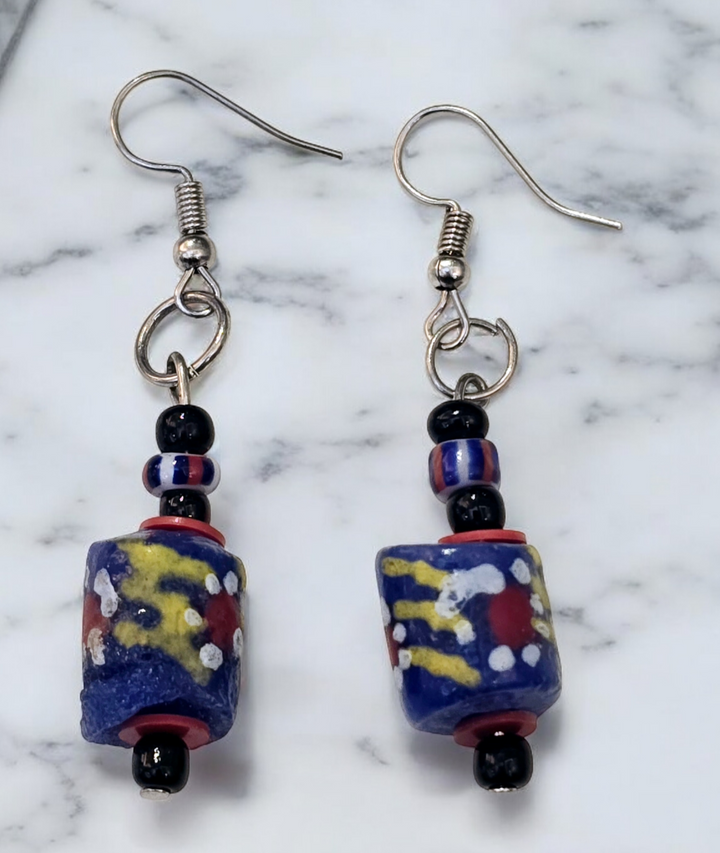 Manye Hand Painted Glass Beads Earrings