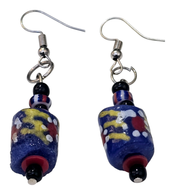 Manye Hand Painted Glass Beads Earrings