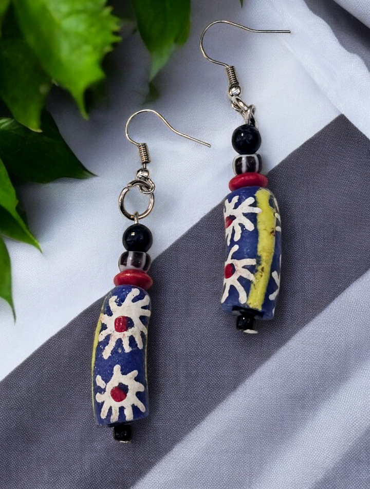 Manye Hand Painted Glass Beads Earrings