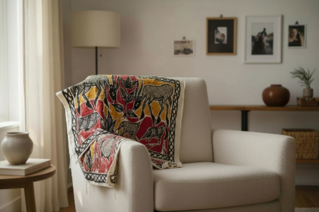 Fair Trade Korhogo Cloth (Approx. 40" x 58") – Handwoven African Textile for Sustainable Home Décor, Wall Art & Throws