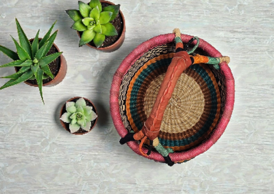 Small Bolga Storage Basket — Handmade by the Women of Ayebase