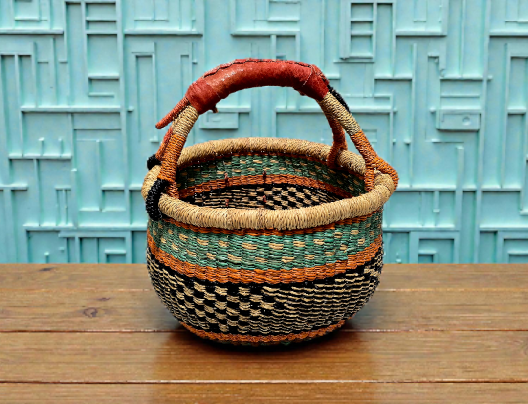 Small Bolga Storage Basket — Handmade by the Women of Ayebase