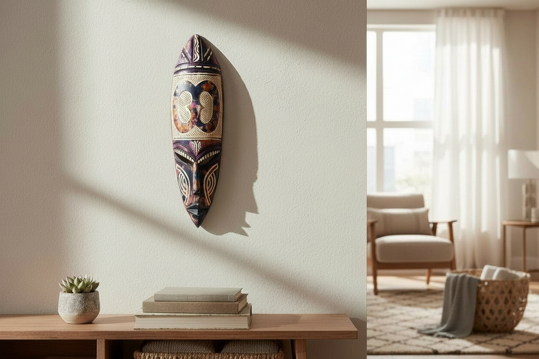 Nyame Biribi Adinkra Hand Carved African Mask