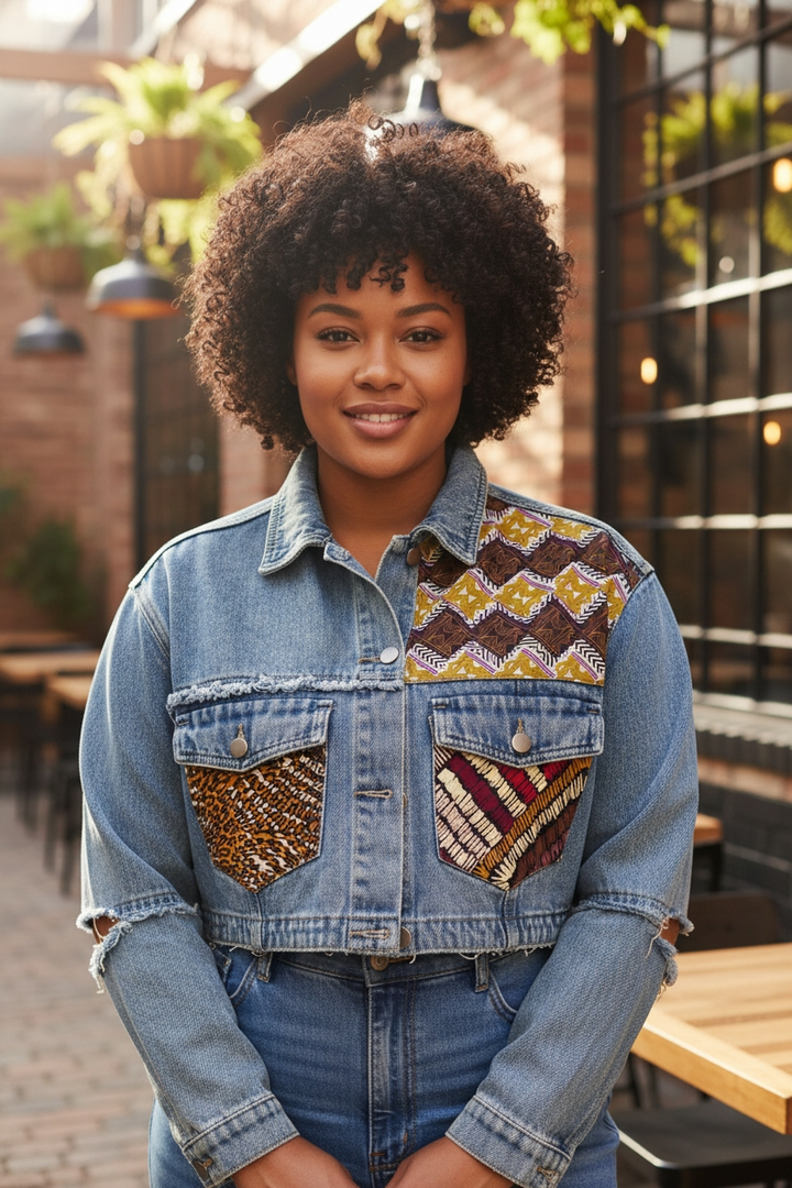 Naa Ayeley -Denim Fusion Upcycled Jacket