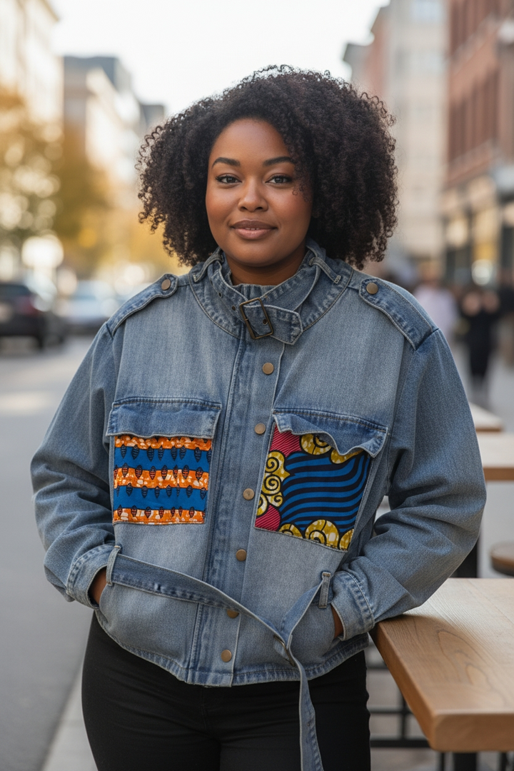 Gye Nyame-Denim Fusion Upcycled Jacket