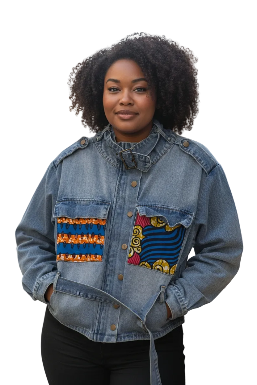 Gye Nyame-Denim Fusion Upcycled Jacket