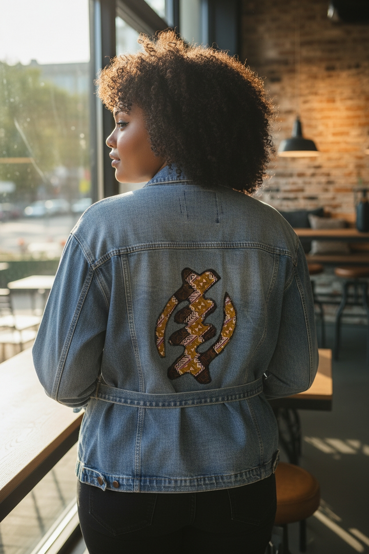 Gye Nyame-Denim Fusion Upcycled Jacket