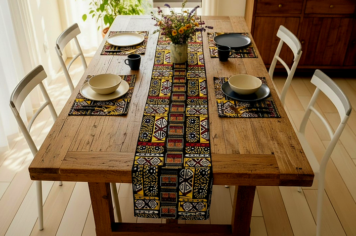 Handmade African Table Runner & Placemat Set