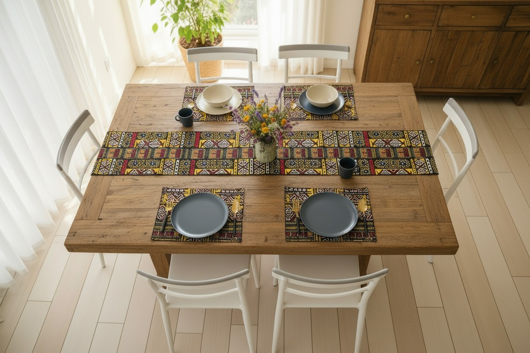 Handmade African Table Runner & Placemat Set
