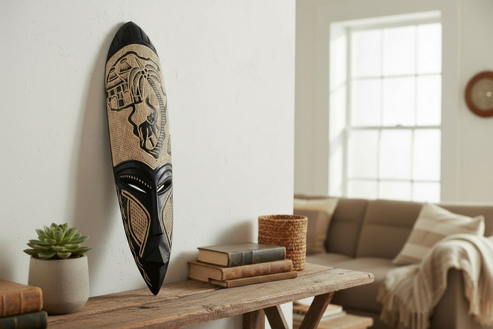Hand Carved African Mask-Map