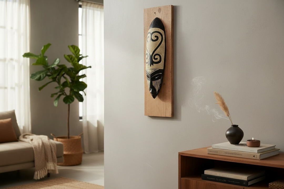 Adinkra-Sankofa Hand Carved African Mask
