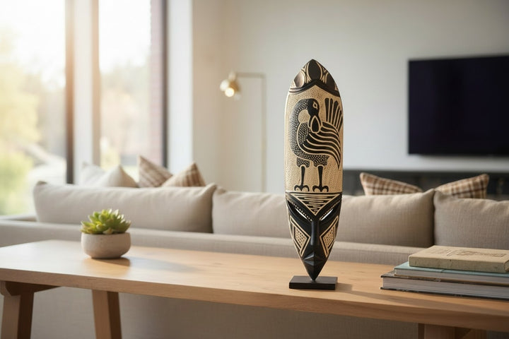 Adinkra-Sankofa Hand Carved African Mask