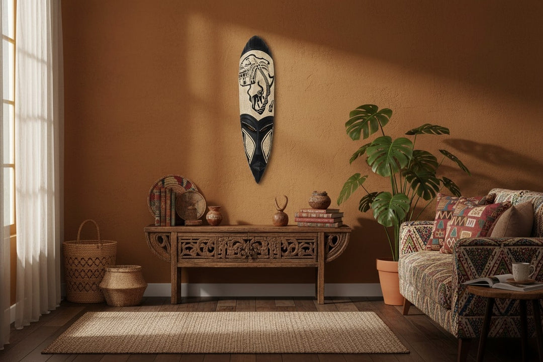 Hand Carved African Mask-Map