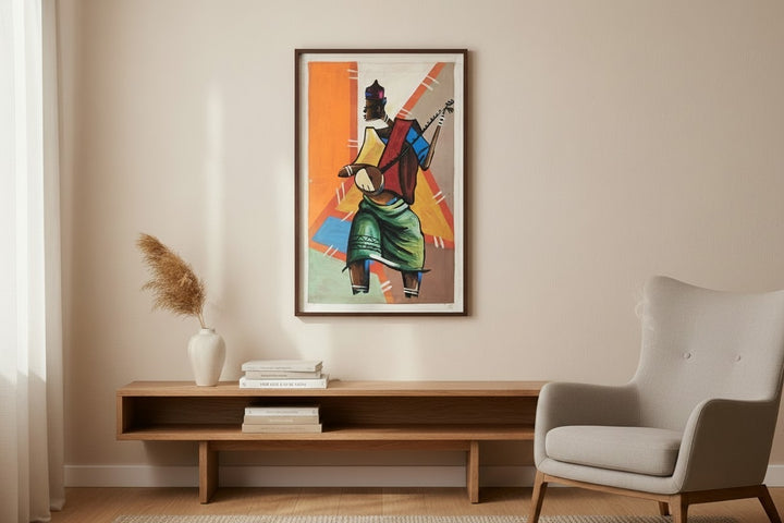 Kora Rhythms| Handcrafted Ghanaian Musician Painting