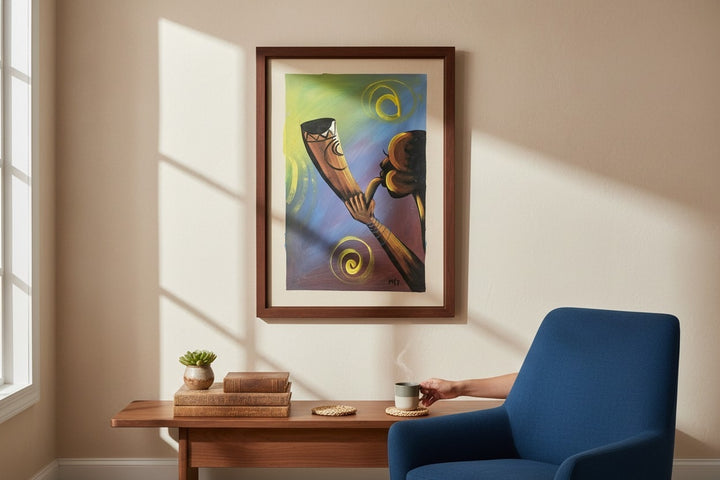 Call of the Ancestors|Handcrafted Ghanaian Horn Blower Painting