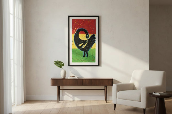 Sankofa in Motion|Handcrafted Ghanaian Adinkra-Inspired Painting